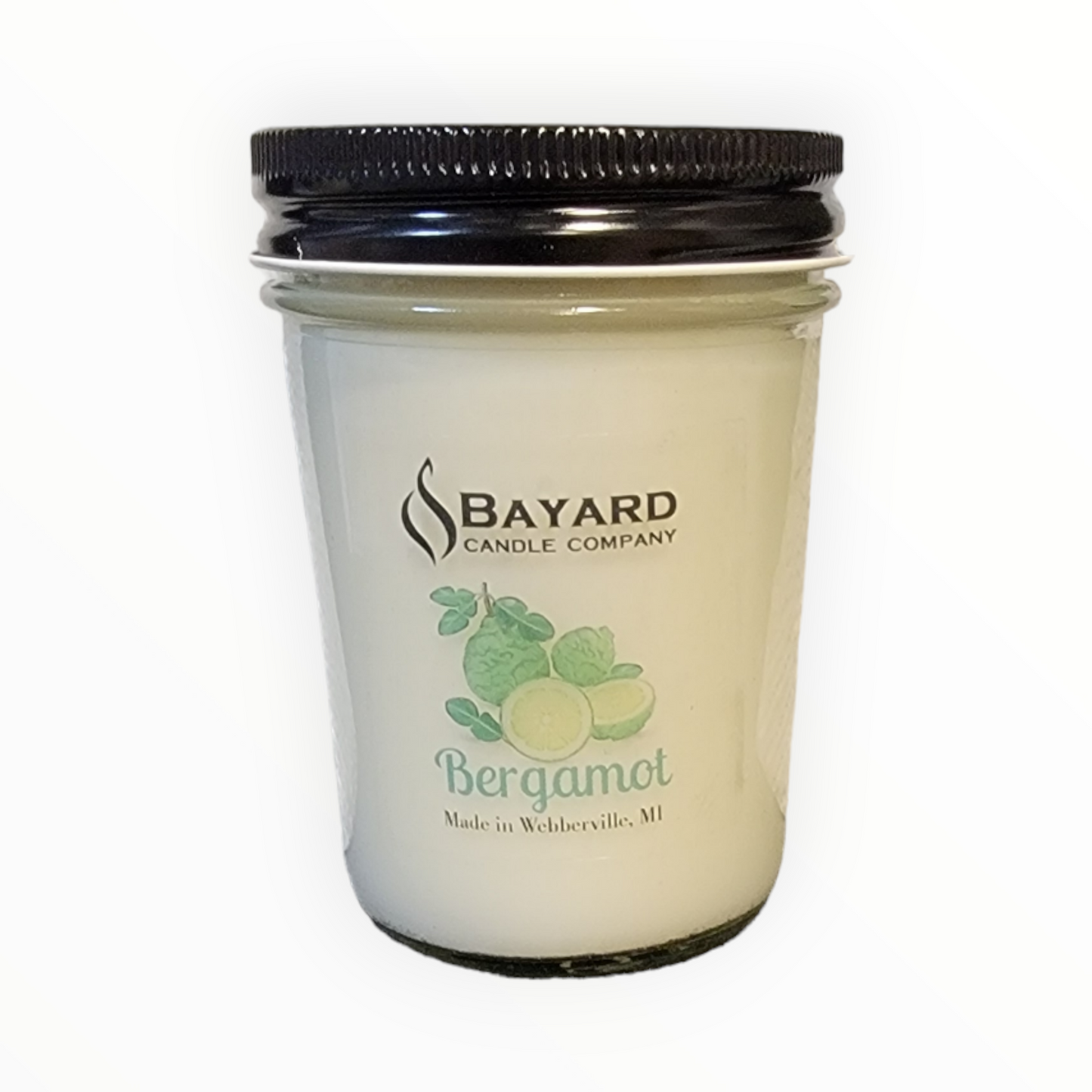 Bergamot Soy Candle 8oz on white background