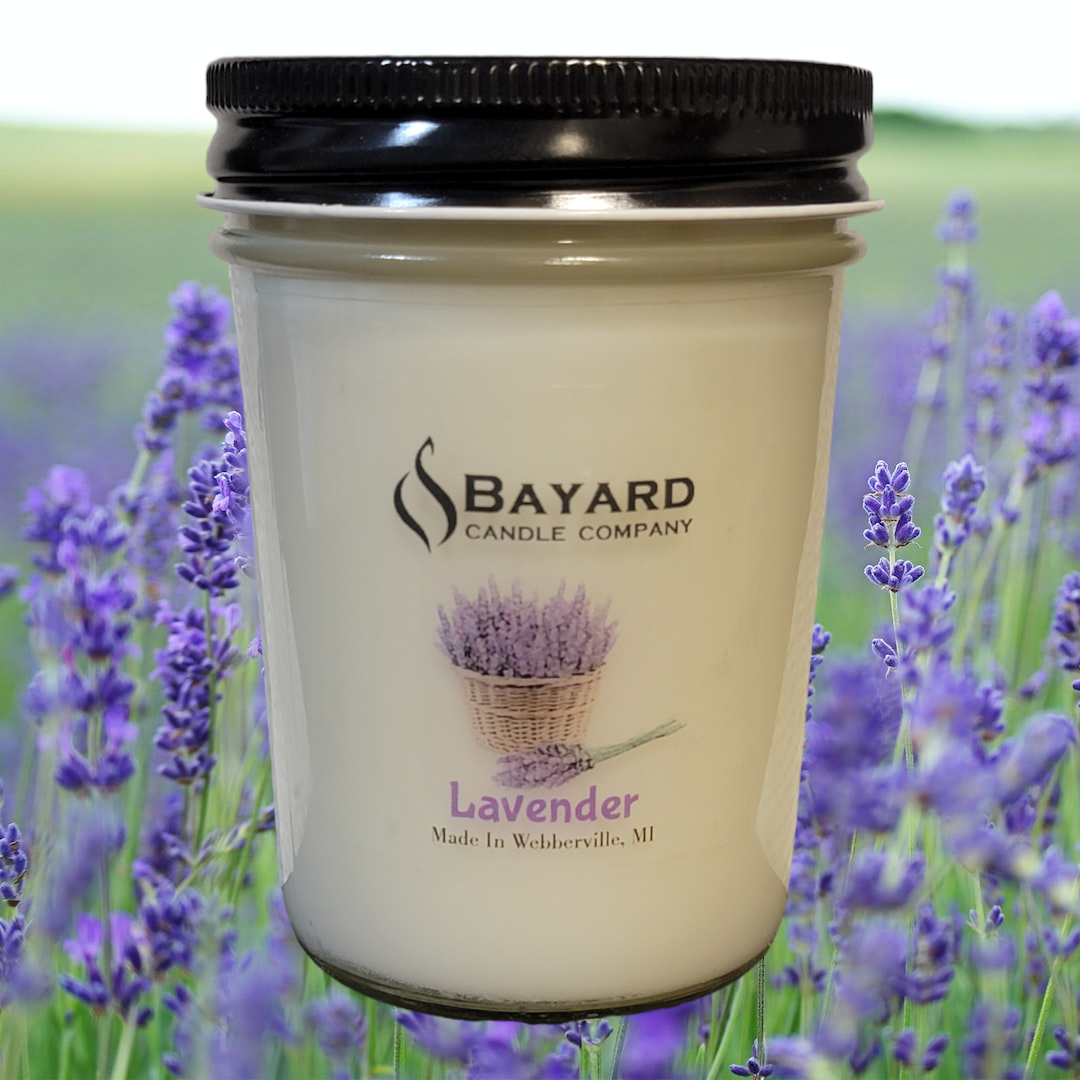 Lavender Soy Candle in a lavender field