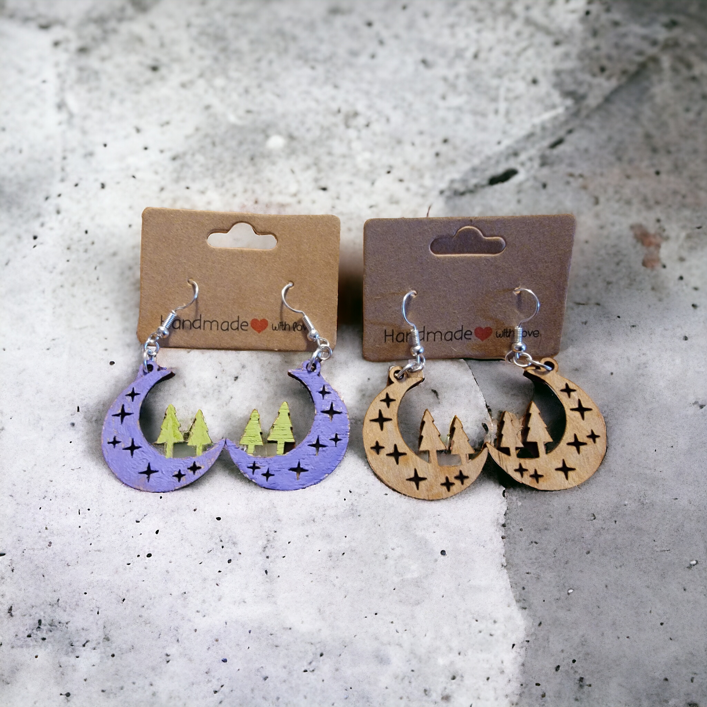 Moon, Stars, and Trees Earrings