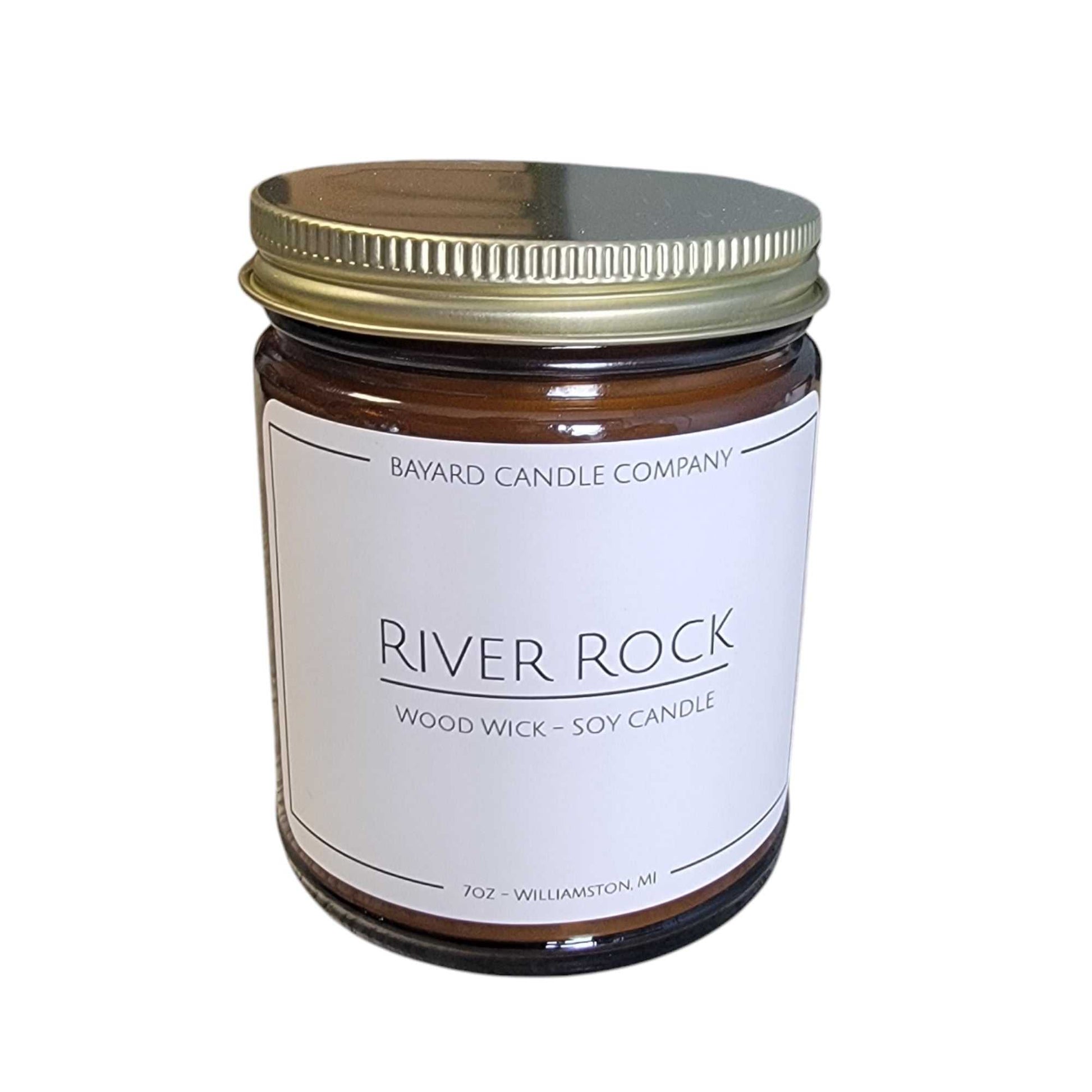 River Rock Wood Wick Candle 