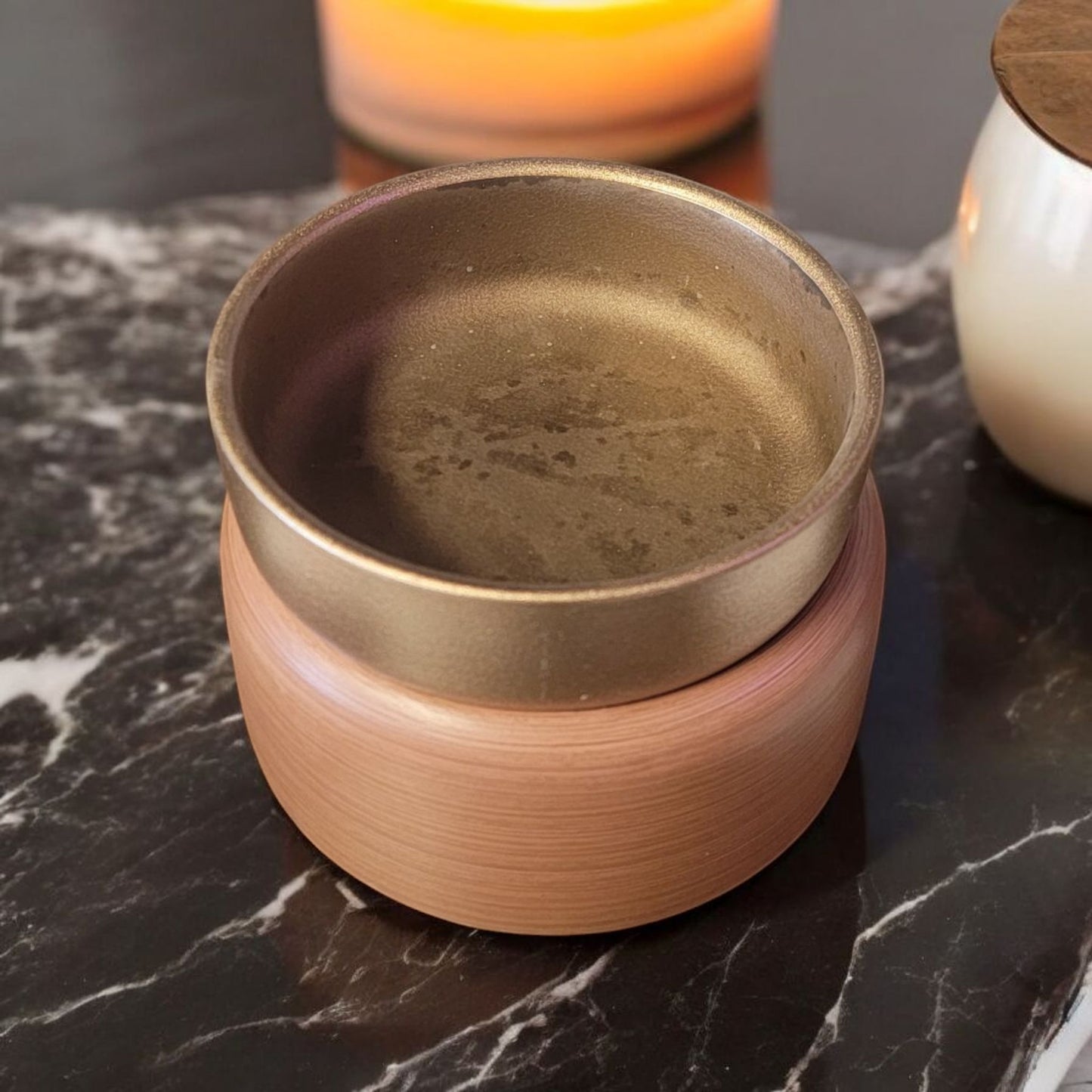 Pewter Walnut Wax Warmer top