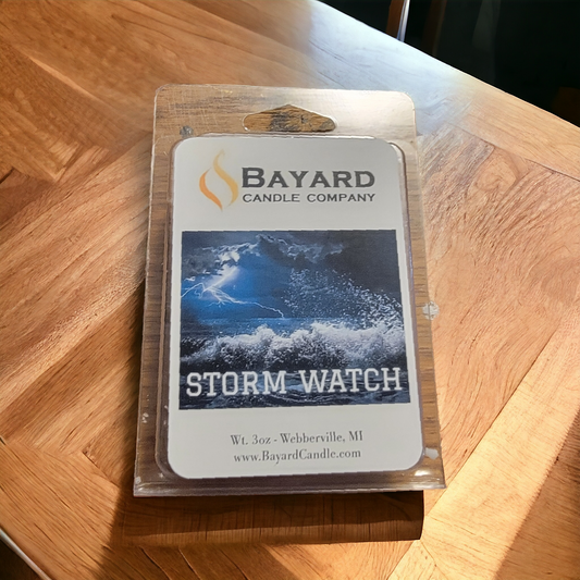 Front of Storm Watch Wax Melts by Bayard Candle Company