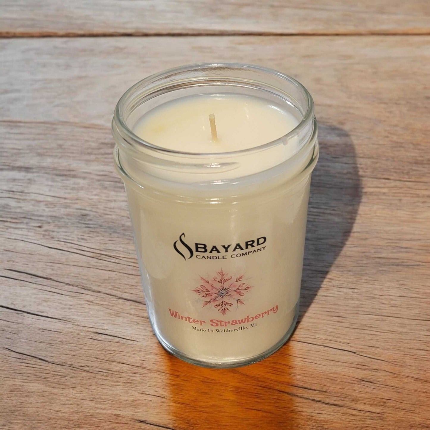 winter strawberry soy candle 8oz top off