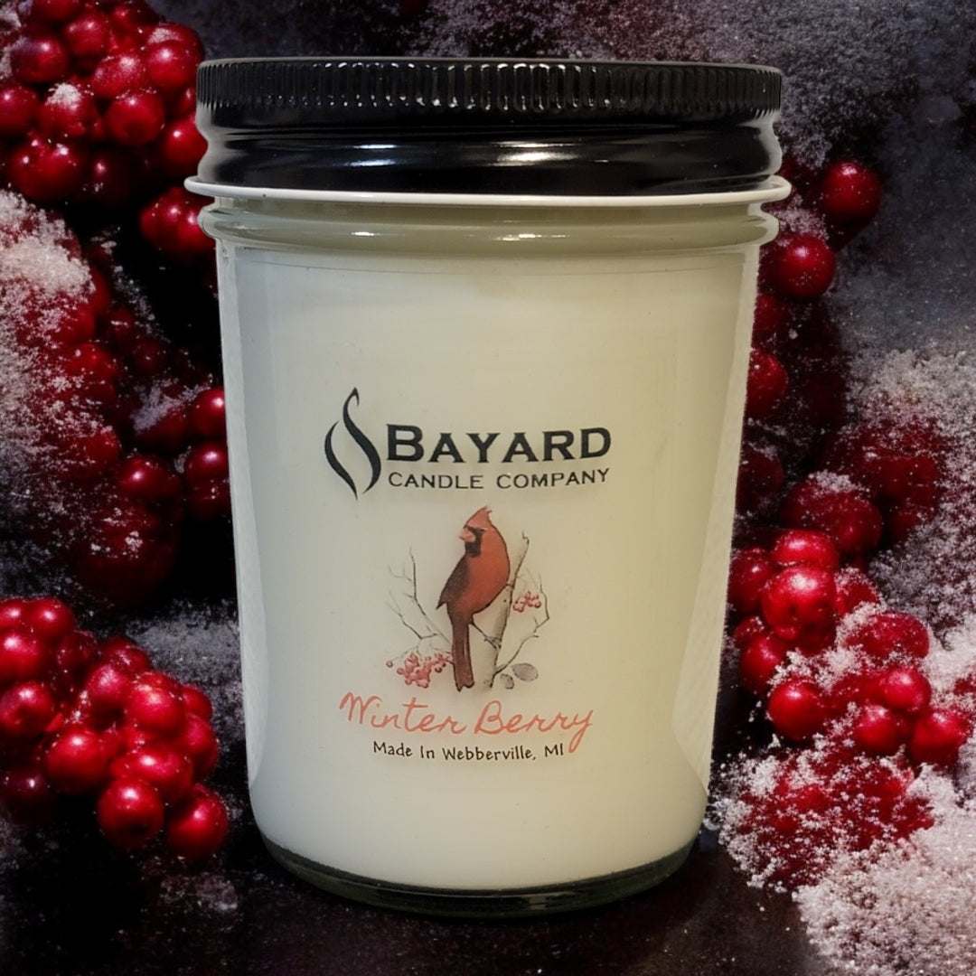 Winterberry Soy Candle with icy berries.