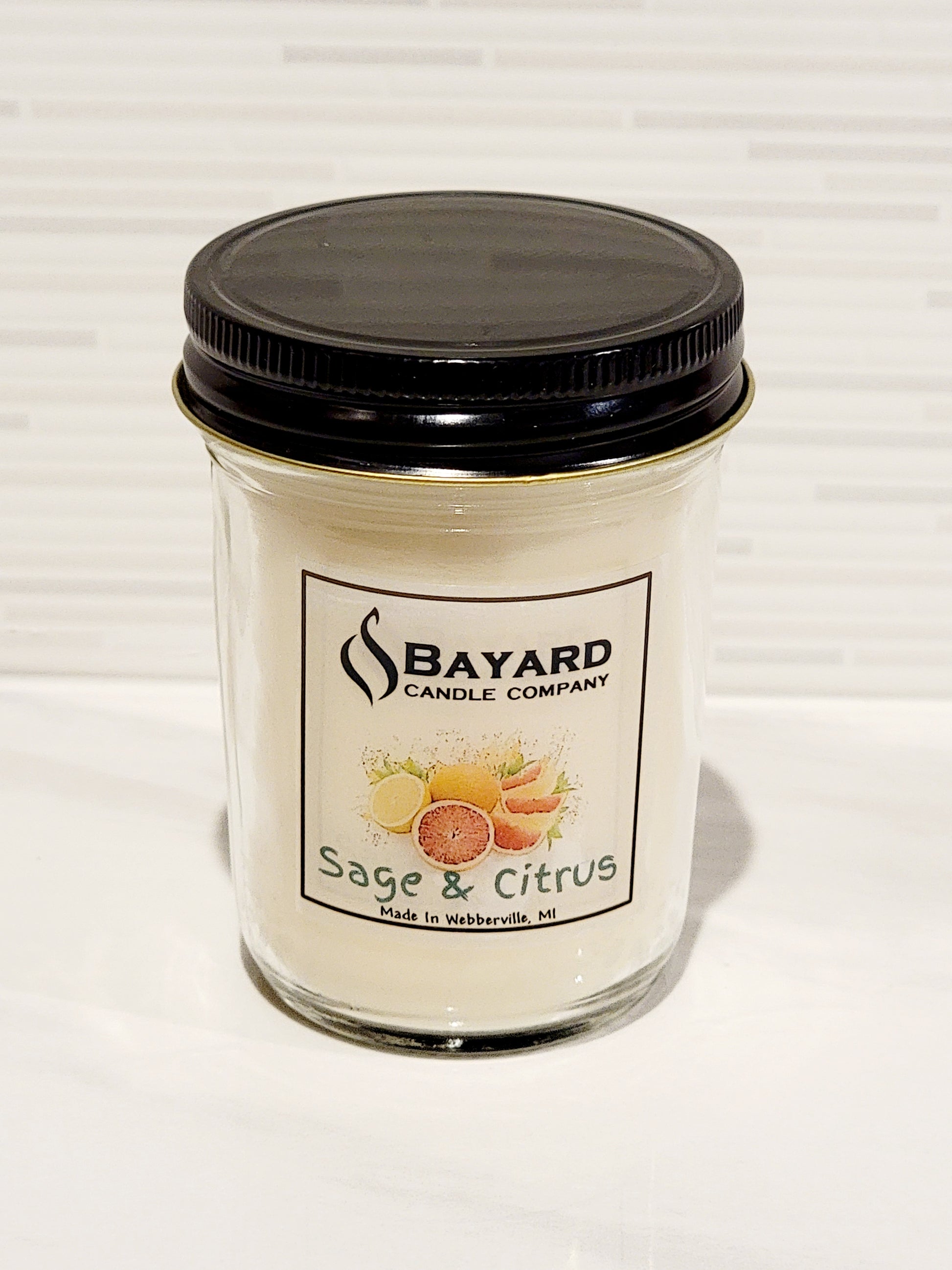 Sage and Citrus Soy Candle Best long burn candle with a balanced wick.